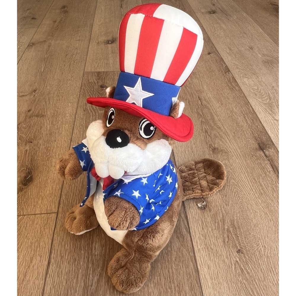 BUC-EES Beaver Plush Patriotic‎ Uncle Sam Veteran 4th Of July Stuffed Animal Toy